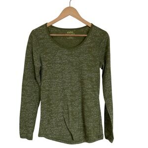 Mudd‎ Womens Y2K Heathered Green Long Sleeve Fitted T-Shirt Top Size Large
